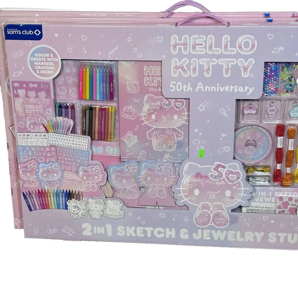 Hello Kitty 50th Anniversary 2 In 1 Sketch & Jewelry Studio Kit Sanrio Craft set